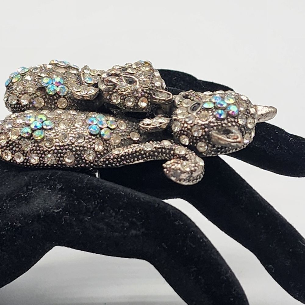 Silver rhinestone sitting Cats ring - Picture 2 of 5